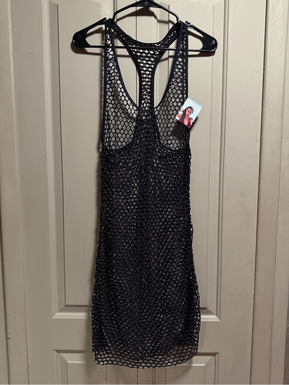 Black Mesh Racerback Swim Cover-Up Dress